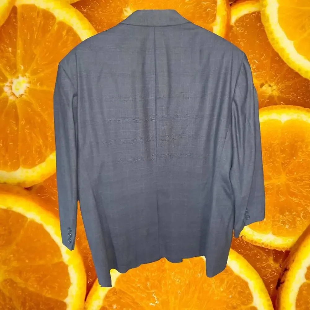 Brooks Brothers Gray Plaid‎ with Blue Wool Blend Blazer Size 48R